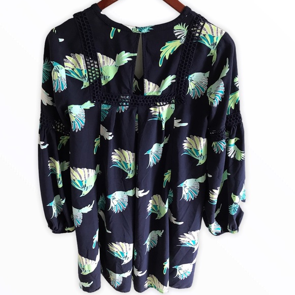 Crown & Ivy Boho Long Sleeve Tropical Bird Dress - Picture 4 of 10